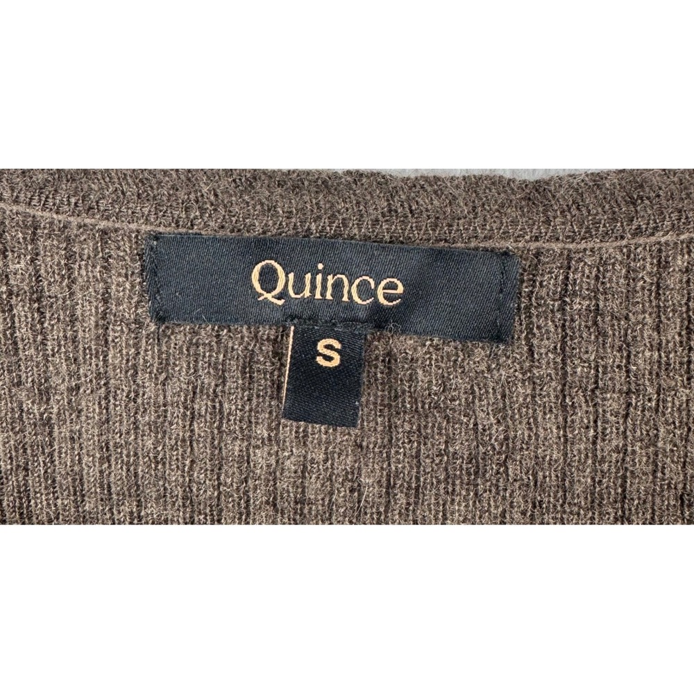 Quince Sweater Womens Small Brown Featherweight Cashmere Ribbed Crewneck Soft - Picture 6 of 14